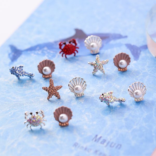 stud prevent allergy needle earrings delicate cute mini crab starfish rhinestone personality pearl shell ear jewelry crafts, Golden;silver
stud prevent allergy needle earrings delicate cute mini crab starfish rhinestone personality pearl shell ear jewelry crafts, Golden;silver