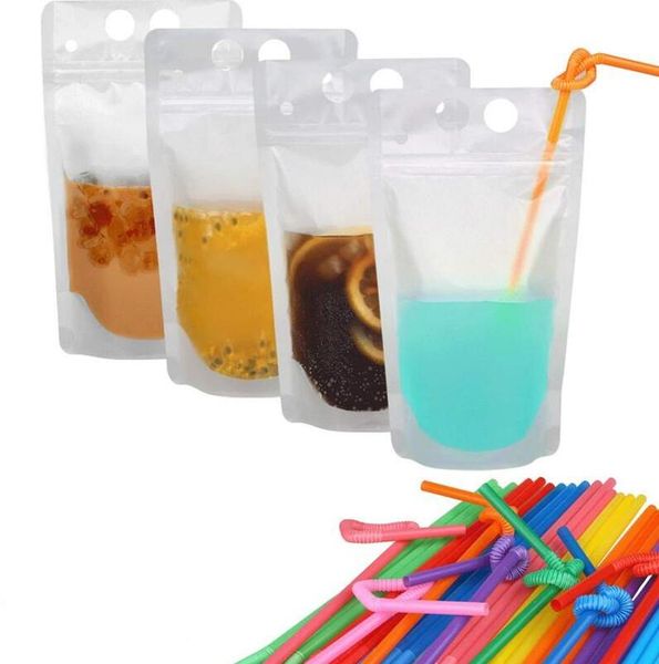 clear drink pouches bags frosted zipper stand-up plastic drinking bag with straw 17oz frosted reclosable stand-up bag +straws dhl
clear drink pouches bags frosted zipper stand-up plastic drinking bag with straw 17oz frosted reclosable stand-up bag +straws dhl