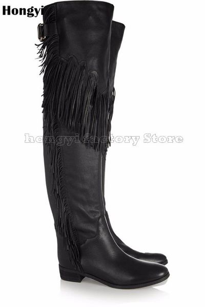 fashion winer black pu leather back buckle tassel fringe low heeled boots women round toe thigh high long boot
fashion winer black pu leather back buckle tassel fringe low heeled boots women round toe thigh high long boot