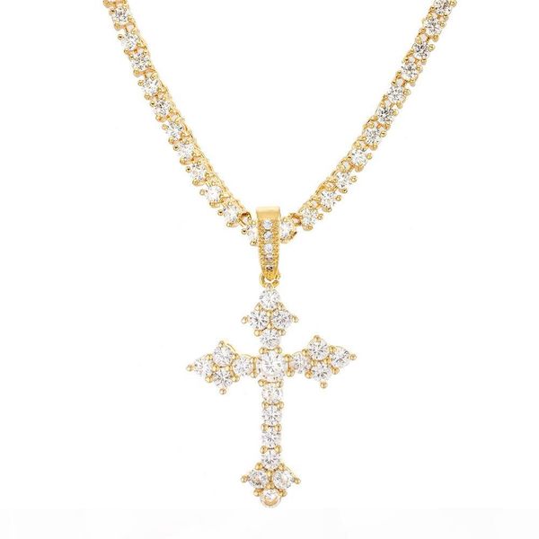 hip hop iced out cross pendant necklace gold silver color plated micro paved zircon gold chain for women 
hip hop iced out cross pendant necklace gold silver color plated micro paved zircon gold chain for women
