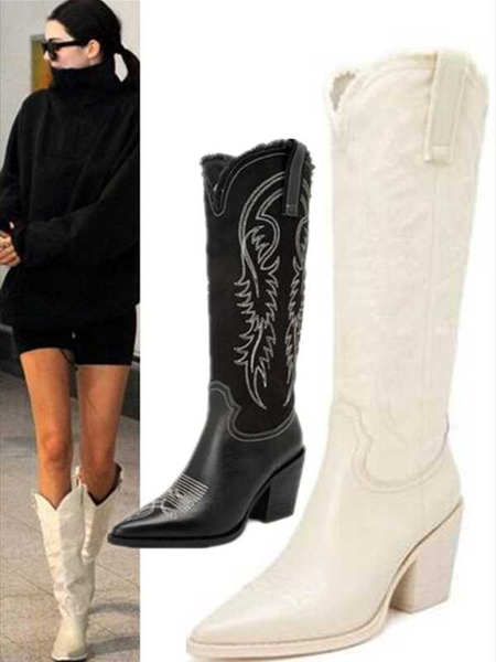 woman mid heel knee knee high knight boots leather embroidered woman boots trendy chunky heel pointed toe high, Black
woman mid heel knee knee high knight boots leather embroidered woman boots trendy chunky heel pointed toe high, Black