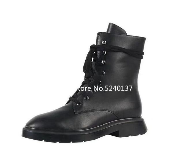 2020 autumn/winter black genuine leather women mid-calf boots round toe lace-up leather/short plush lining motorcycle boots
2020 autumn/winter black genuine leather women mid-calf boots round toe lace-up leather/short plush lining motorcycle boots