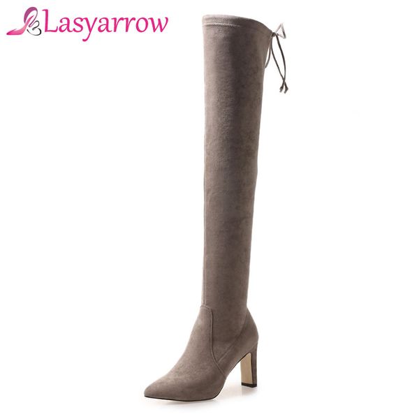 lasyarrow over the knee high boots high heels pointed toe thigh long boots ladies sapatos femininas lace up suede shoe, Black
lasyarrow over the knee high boots high heels pointed toe thigh long boots ladies sapatos femininas lace up suede shoe, Black