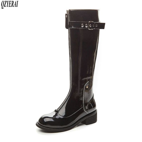 qzyerai new winter genuine leather knee boots women boots motorcycle female front zipper warm women shoes, Black
qzyerai new winter genuine leather knee boots women boots motorcycle female front zipper warm women shoes, Black
