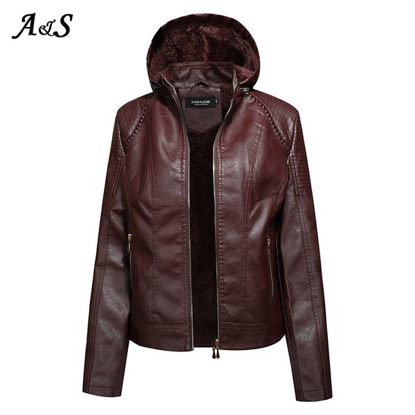 women's leather & faux anbenser jacket women hoodies gothic basic pu fleece warm outerwear hooded zipper waterproof ladies coat, Black
women's leather & faux anbenser jacket women hoodies gothic basic pu fleece warm outerwear hooded zipper waterproof ladies coat, Black