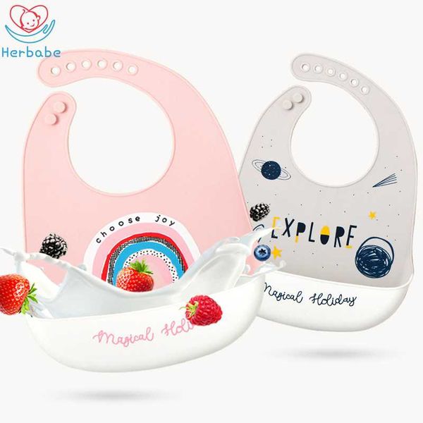 herbabe waterproof silicone feeding bibs for toddler kids cartoon apron newborn infant adjustable burp cloths cute pocket bibs, Slivery;white
herbabe waterproof silicone feeding bibs for toddler kids cartoon apron newborn infant adjustable burp cloths cute pocket bibs, Slivery;white