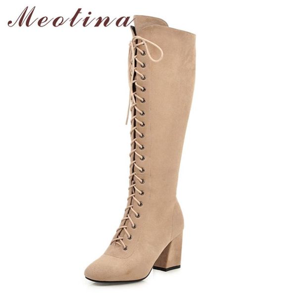 meotina knee-high boots women shoes zip high heel long boots lace up chunky heels ladies winter black apricot big size 46
meotina knee-high boots women shoes zip high heel long boots lace up chunky heels ladies winter black apricot big size 46