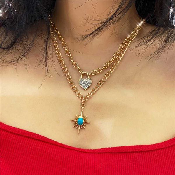 luokey retro thick chain stone pendant necklace for women gold color double layers heart necklace fashion bohemian jewelry gifts, Silver
luokey retro thick chain stone pendant necklace for women gold color double layers heart necklace fashion bohemian jewelry gifts, Silver