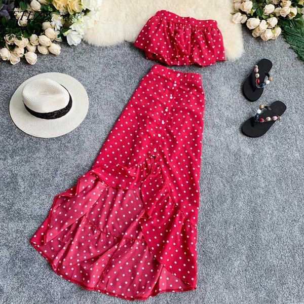 ftlzz women two piece set strapless crop + long fishtail skirt polka dot lady bandeau strapless ruffles casual suit, Gray
ftlzz women two piece set strapless crop + long fishtail skirt polka dot lady bandeau strapless ruffles casual suit, Gray