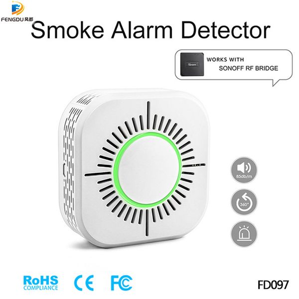 wireless smoke detector compatible with sonoff rf bridge for smart home alarm security 433mhz sensitive super-long standby life, Black;white
wireless smoke detector compatible with sonoff rf bridge for smart home alarm security 433mhz sensitive super-long standby life, Black;white
