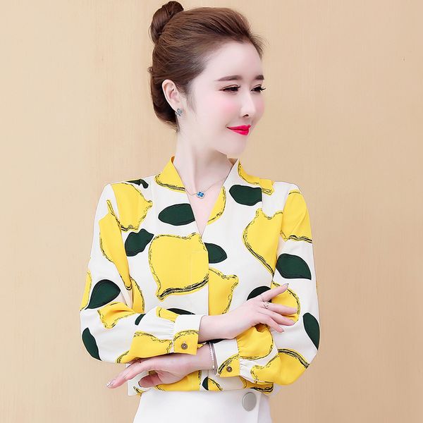 2020 autumn fashion women and blouse long sleeve fruit printed chiffon shirts casual lady v-neck loose clothes blusas mujer, White
2020 autumn fashion women and blouse long sleeve fruit printed chiffon shirts casual lady v-neck loose clothes blusas mujer, White