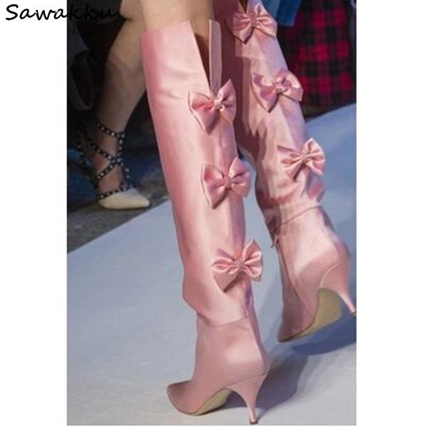 boots sweet pink bowtie women silk shoes elegant autumn winter knee high pointey toe heels slip on runway chaussures femme, Black
boots sweet pink bowtie women silk shoes elegant autumn winter knee high pointey toe heels slip on runway chaussures femme, Black