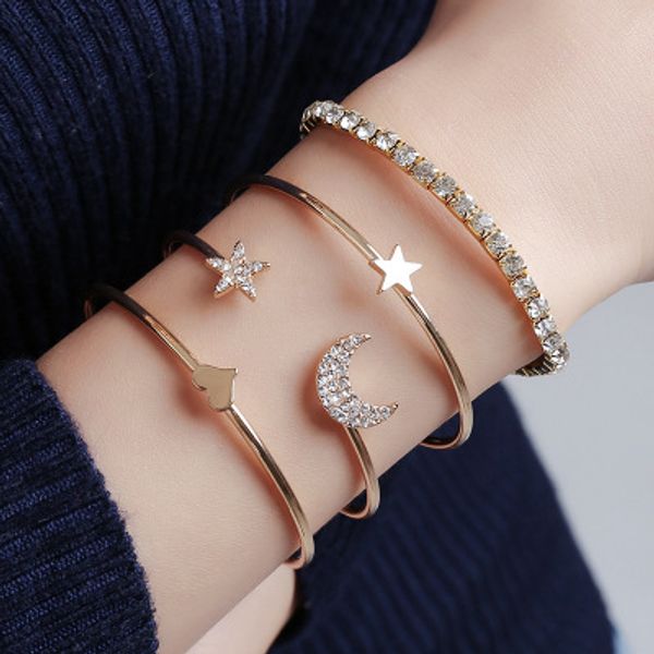 jewelry simple fashion star moon glossy peach heart star bracelet four-piece hand decoration, Golden;silver
jewelry simple fashion star moon glossy peach heart star bracelet four-piece hand decoration, Golden;silver