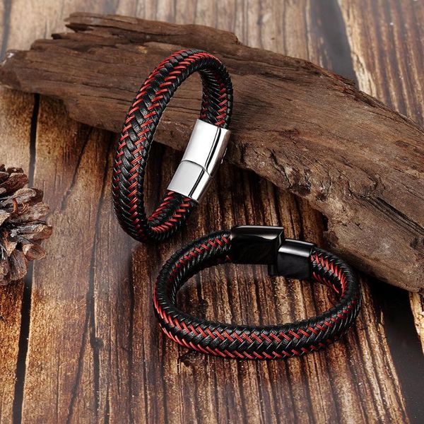 15 styles men genuine leather bracelet braided stainless steel magnet clasp bracelets simple leather bracelet men jewelry 2020, Red;blue
15 styles men genuine leather bracelet braided stainless steel magnet clasp bracelets simple leather bracelet men jewelry 2020, Red;blue