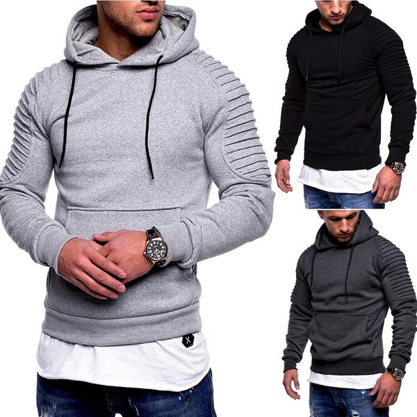 men casual fashion men sweatshirt men s pullover coats striped pleated raglan sleeve hoodie with pockets coats, Black
men casual fashion men sweatshirt men s pullover coats striped pleated raglan sleeve hoodie with pockets coats, Black