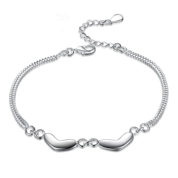 double heart women bracelet bangle silver color double-deck box chain trendy cuff jewelry gift extension chain, Black
double heart women bracelet bangle silver color double-deck box chain trendy cuff jewelry gift extension chain, Black