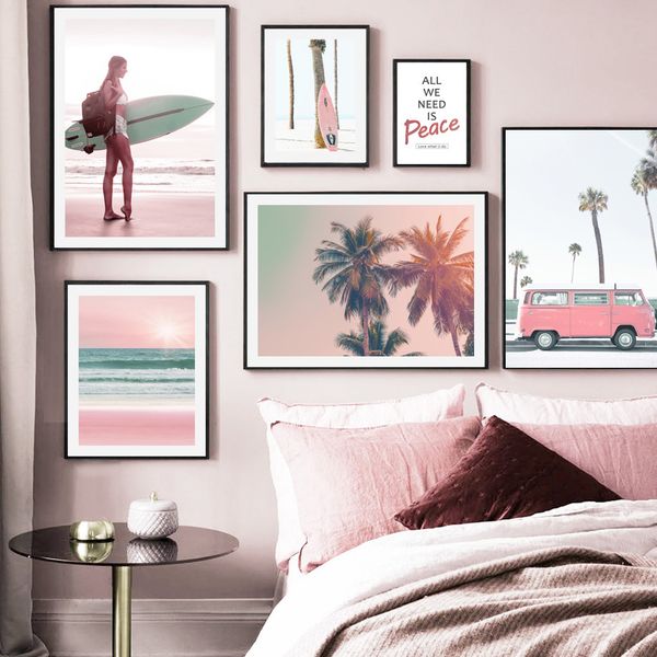 pink beach palm tree car girl surfboard wall art canvas painting nordic posters and prints wall pictures for living room decor
pink beach palm tree car girl surfboard wall art canvas painting nordic posters and prints wall pictures for living room decor
