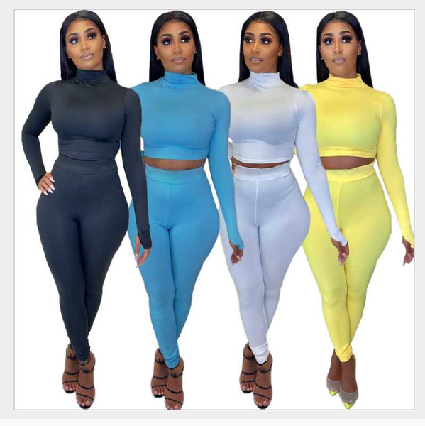 women's tracksuits est autumn solid skinny women sets high neck long sleeve crop tees+high waist leggings two pieces suitable sports pa, Gray
women's tracksuits est autumn solid skinny women sets high neck long sleeve crop tees+high waist leggings two pieces suitable sports pa, Gray