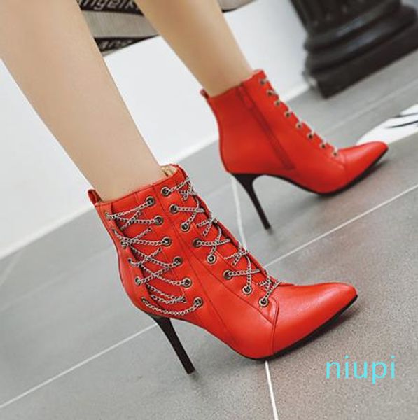 size 32 33 to 40 41 42 43 44 45 46 metal chain zip side stiletto heel ankle boots nightclub designer shoes, Black
size 32 33 to 40 41 42 43 44 45 46 metal chain zip side stiletto heel ankle boots nightclub designer shoes, Black
