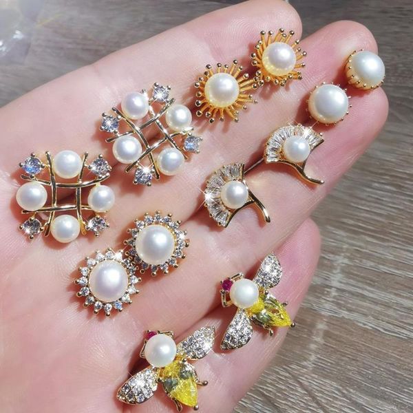 stud coeufuedy natural fresh water pearl earrings for women white real earings wedding fine jewelry 5-8mm, Golden;silver
stud coeufuedy natural fresh water pearl earrings for women white real earings wedding fine jewelry 5-8mm, Golden;silver