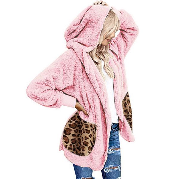 women's fur & faux women autumn winter elegant coat leopard soft zipper jacket female plush overcoat pocket casual teddy outwear, Black
women's fur & faux women autumn winter elegant coat leopard soft zipper jacket female plush overcoat pocket casual teddy outwear, Black