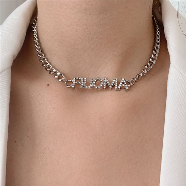 new fashion street style blingbling letter choker rhinestone charm necklace for girls clavicle chain joyas de mujer, Golden;silver
new fashion street style blingbling letter choker rhinestone charm necklace for girls clavicle chain joyas de mujer, Golden;silver