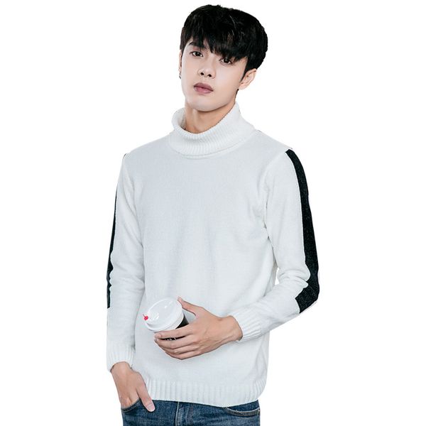 men's sweaters casual men knitted turtleneck patchwork big boy pullover wool sweater slim thick knit wear coat, White;black
men's sweaters casual men knitted turtleneck patchwork big boy pullover wool sweater slim thick knit wear coat, White;black