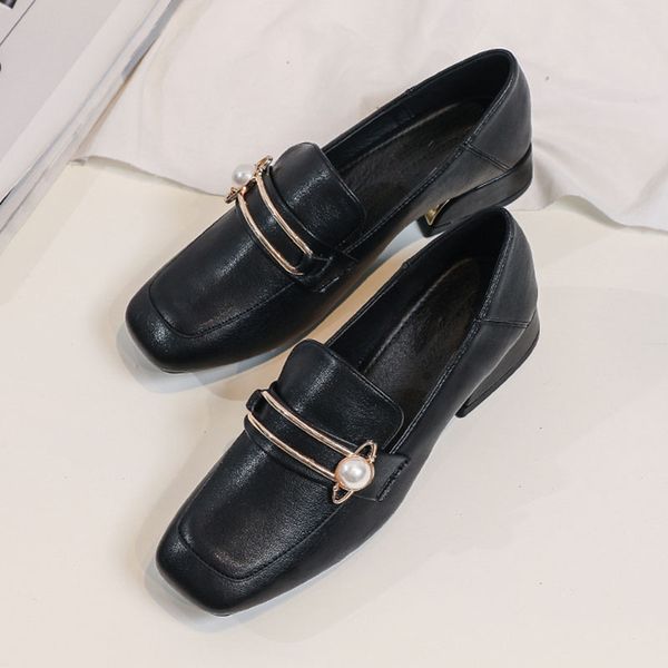 pearl buckle slip on loafers women shoes brief shallow mouth square toe moccasins british spring autumn sewing pu leather shoes, Black
pearl buckle slip on loafers women shoes brief shallow mouth square toe moccasins british spring autumn sewing pu leather shoes, Black
