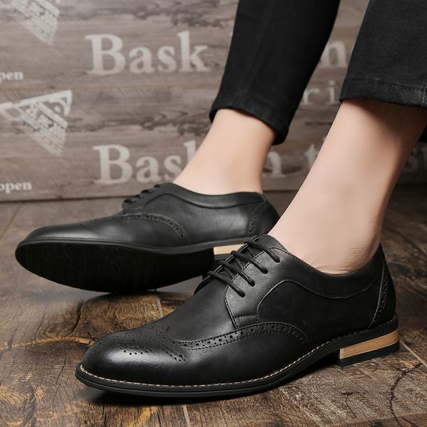 men formal shoes brogue business leather men dress shoes luxury fashion oxford for party wedding brogue, Black
men formal shoes brogue business leather men dress shoes luxury fashion oxford for party wedding brogue, Black