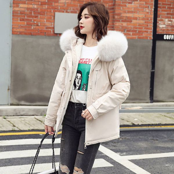 2020 new korean slim jacket women thick winter cotton liner warm down padded coat female student big fur collar hooded parker 36, Black
2020 new korean slim jacket women thick winter cotton liner warm down padded coat female student big fur collar hooded parker 36, Black