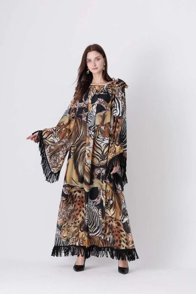 2020 animal printing dress women's batwing sleeve loose dresses tassel fashion lady's autumn dress runway wear, Black;gray
2020 animal printing dress women's batwing sleeve loose dresses tassel fashion lady's autumn dress runway wear, Black;gray