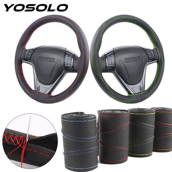yosolo pu leather diy car steering wheel covers with needle and thread universal 38cm steering-wheel protector auto decoration
yosolo pu leather diy car steering wheel covers with needle and thread universal 38cm steering-wheel protector auto decoration