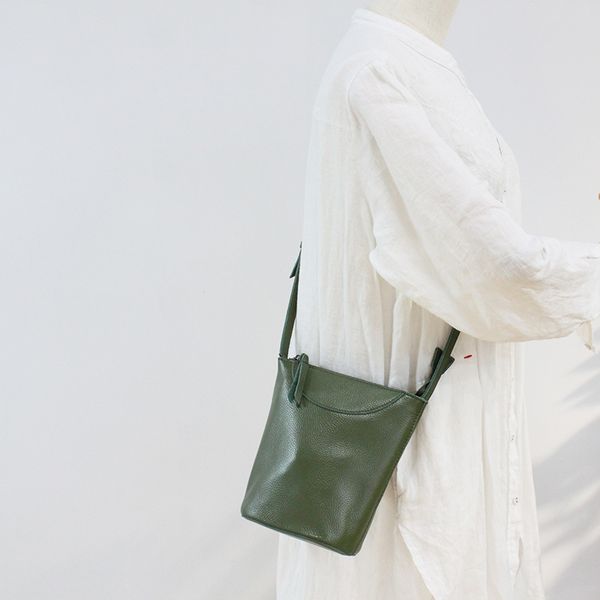 soft genuine leather small bucket bag mini bag phone coin purse women's crossbody high quality