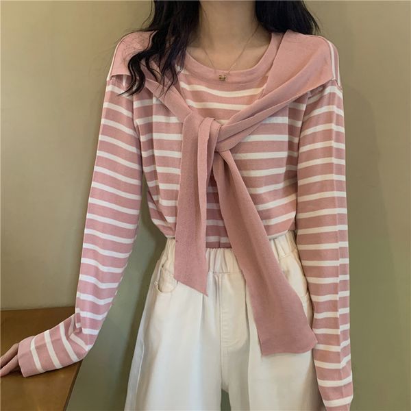 fake two pullovers knitted sweaters o-neck striped fashion brand long sleeve casual spring fall winter women clothing ins, White;black
fake two pullovers knitted sweaters o-neck striped fashion brand long sleeve casual spring fall winter women clothing ins, White;black