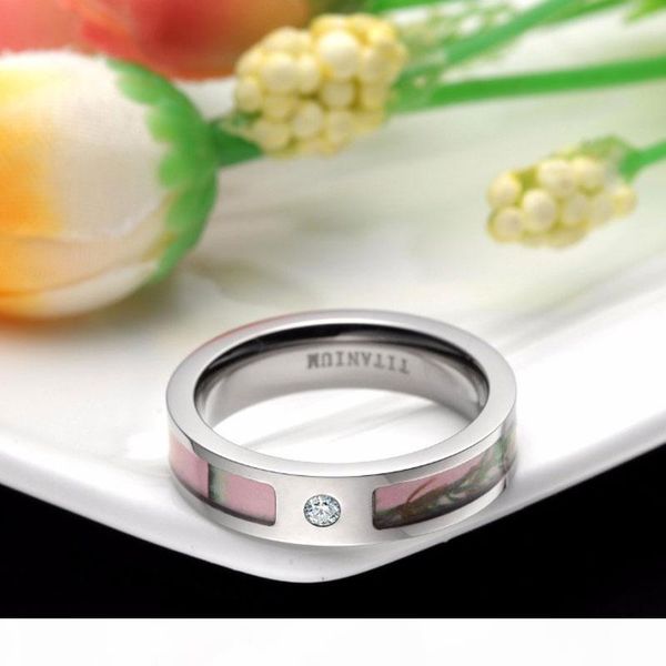 wholesale 5mm women's pink tree camo real titanium ring cz wedding engagement jewelry ing, Slivery;golden 
wholesale 5mm women's pink tree camo real titanium ring cz wedding engagement jewelry ing, Slivery;golden