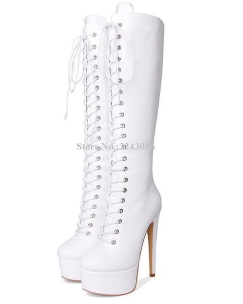 fashion lace-up platform knee high boots women new leather stiletto heel white wine red black long boots ladies large size shoes
fashion lace-up platform knee high boots women new leather stiletto heel white wine red black long boots ladies large size shoes