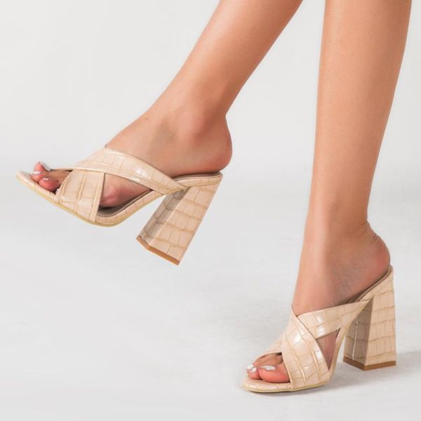 cross strap sandal shoes crocodile skin high heel slippers peep-toe comfortable hoof heel ladies shoes slip-on casual plus size, Black
cross strap sandal shoes crocodile skin high heel slippers peep-toe comfortable hoof heel ladies shoes slip-on casual plus size, Black
