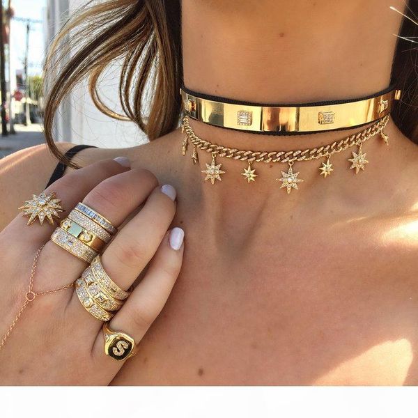 32+8cm hip hop bling gold filled women choker miami cuban link chain with starburst star charm choker necklaces, Silver
32+8cm hip hop bling gold filled women choker miami cuban link chain with starburst star charm choker necklaces, Silver