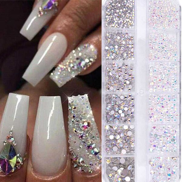 12 grids nail crytals rhinestones mixed size 3d glitter glass gems diy acrylic nail art decorations ab color flat-back stones, Silver;gold
12 grids nail crytals rhinestones mixed size 3d glitter glass gems diy acrylic nail art decorations ab color flat-back stones, Silver;gold