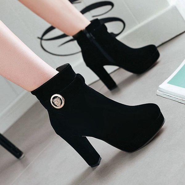 size 32 to 43 with box platform ankle boots red blue suede thick heel platform designer boots, Black
size 32 to 43 with box platform ankle boots red blue suede thick heel platform designer boots, Black