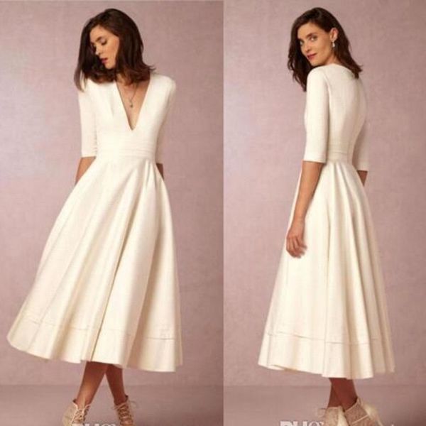 длина глубокий v шеи новый bhldn бич свадебные платья половина рукава линия чай сатин партии платья дешевые платья свадебные, White
длина глубокий v шеи новый bhldn бич свадебные платья половина рукава линия чай сатин партии платья дешевые платья свадебные, White