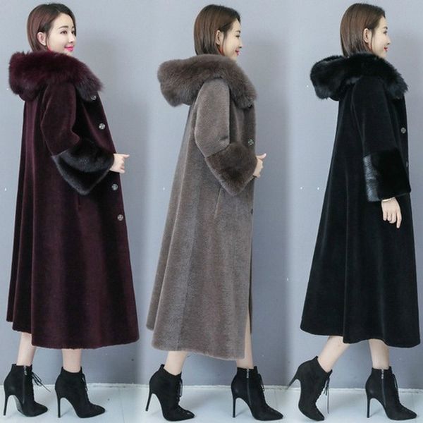luxury women winter shearling sheep fur velet coat hooded long sleeve faux fur overcoat jacket long parka outwear, Black
luxury women winter shearling sheep fur velet coat hooded long sleeve faux fur overcoat jacket long parka outwear, Black