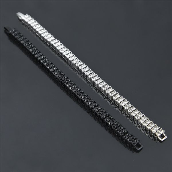 New Hiphop Jewelry Tennis Men Bracelets Fashion Two Layer CZ Zircon Rhinestone Bracelets For Women Silver Gold Black Color Pulsera Perla GM
New Hiphop Jewelry Tennis Men Bracelets Fashion Two Layer CZ Zircon Rhinestone Bracelets For Women Silver Gold Black Color Pulsera Perla GM