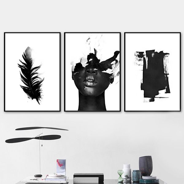 abstract nordic posters and prints wall art canvas painting feather girl black white wall pictures for living room decoration
abstract nordic posters and prints wall art canvas painting feather girl black white wall pictures for living room decoration