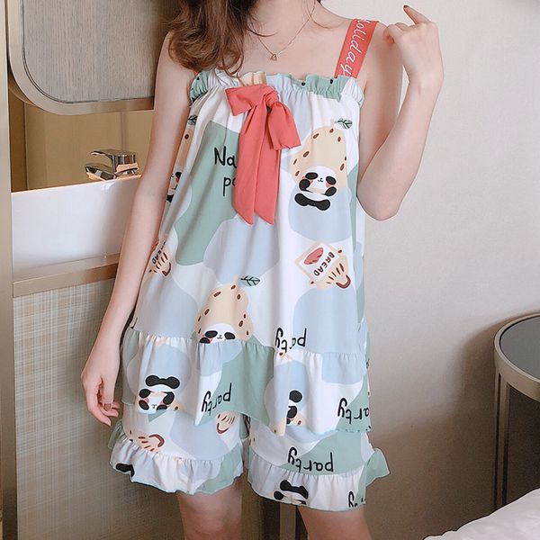 summer sleepwear set new sling shorts pajama set cute women's home wear print pyjamas 2020 fashion, Black;red
summer sleepwear set new sling shorts pajama set cute women's home wear print pyjamas 2020 fashion, Black;red