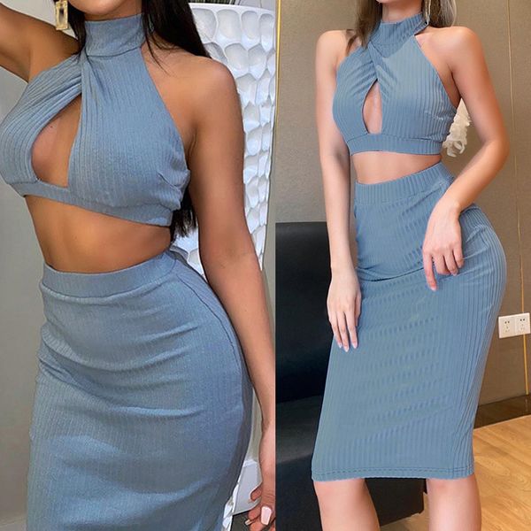 women's tracksuits women hollow out two piece set summer party wear sleeveless deep v-neck crop bodycon skirt blue, Gray
women's tracksuits women hollow out two piece set summer party wear sleeveless deep v-neck crop bodycon skirt blue, Gray