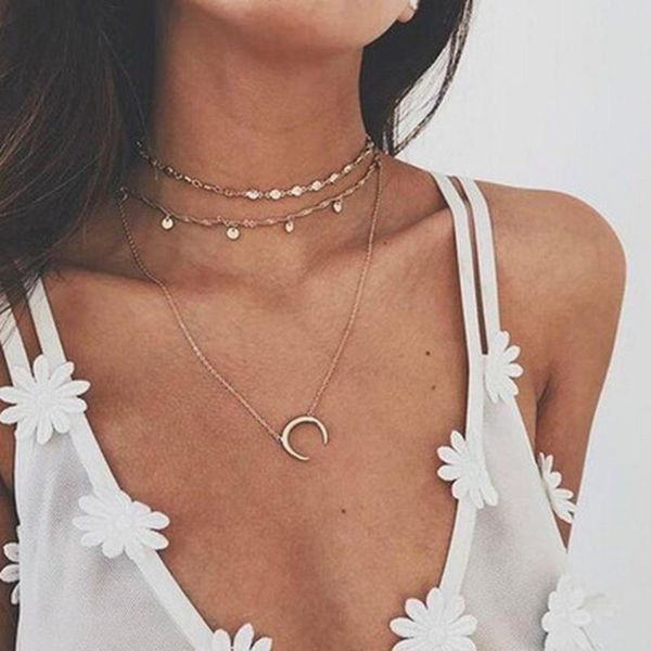 summer bohemia women multilayer choker horn long crescent moon pendant chain necklaces chokers collars gift for girls, Silver
summer bohemia women multilayer choker horn long crescent moon pendant chain necklaces chokers collars gift for girls, Silver