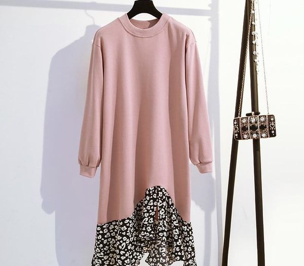 xl-5xl plus size women sweatshirt dress autumn 20fashion long sleeve cotton patchwork floral printed chiffon ruffle dresses, Black;gray
xl-5xl plus size women sweatshirt dress autumn 20fashion long sleeve cotton patchwork floral printed chiffon ruffle dresses, Black;gray