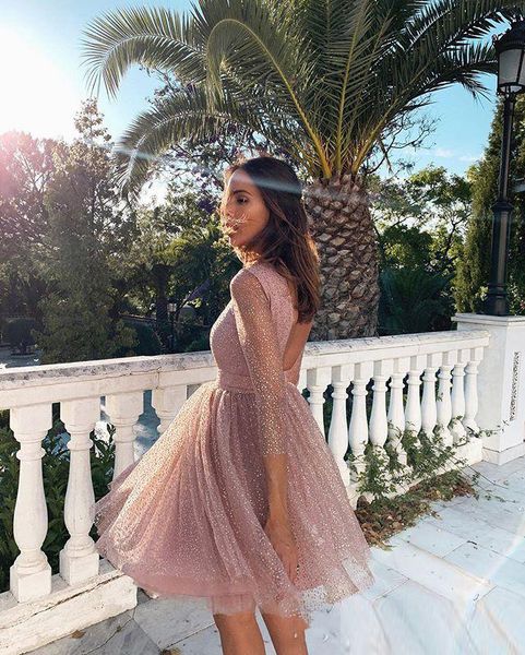 2020 beautiful blush pink jewel neck a line homecoming prom dresses backless knee length graduation gowns mini cocktail party dresses, Blue;pink
2020 beautiful blush pink jewel neck a line homecoming prom dresses backless knee length graduation gowns mini cocktail party dresses, Blue;pink