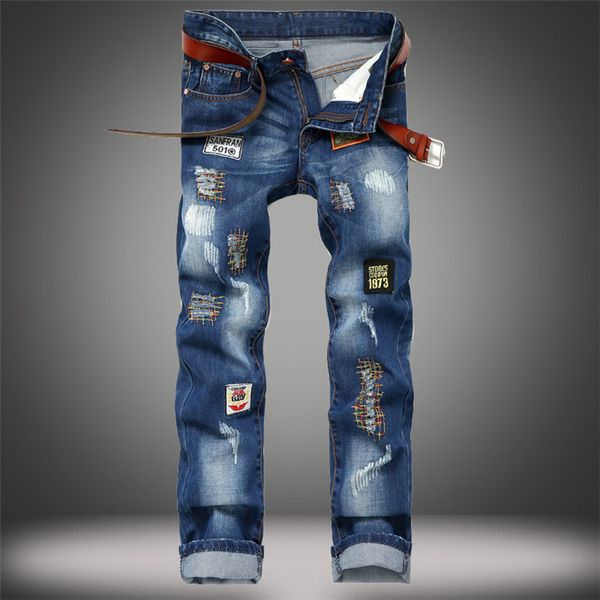 men's luxury designer denim men's distressed ripped skinny jeans, straight fashion blue printed cloth affixed slim-fit motorcycle
men's luxury designer denim men's distressed ripped skinny jeans, straight fashion blue printed cloth affixed slim-fit motorcycle